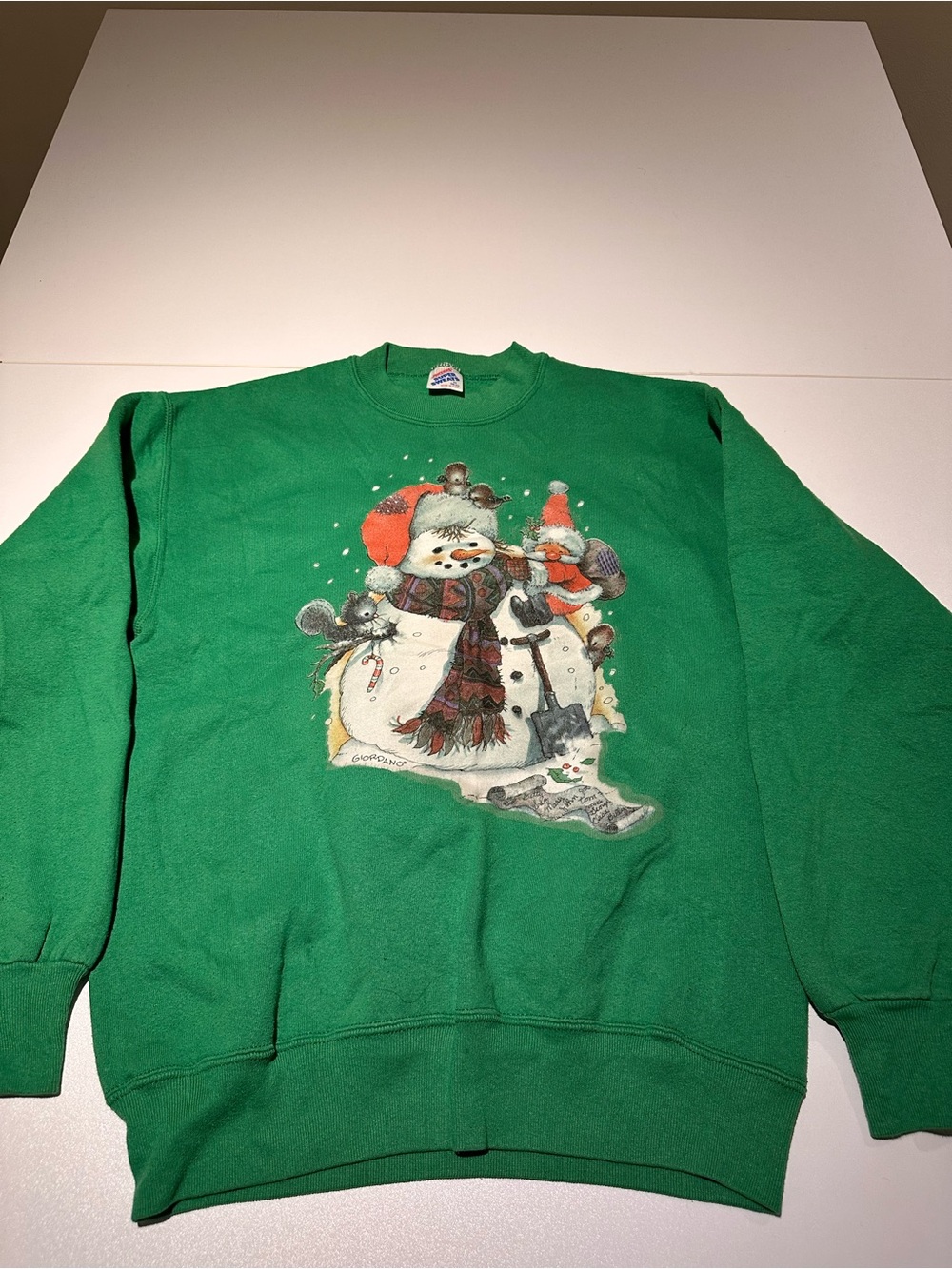 Jerzees Green Holiday Snowman Crewneck Sweatshirt
